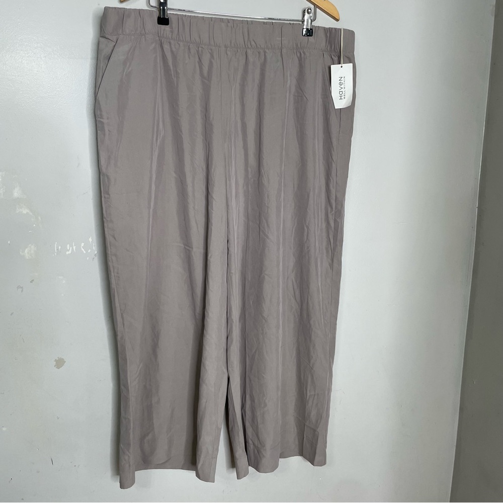 Haven Well Within Mushroom Modal Wide Leg Silky Cropped Gauchos Pants XXL‎